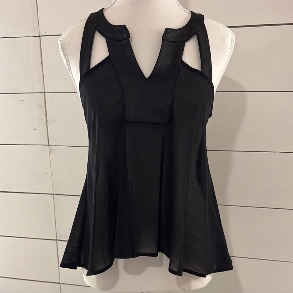 Material Girl Black Cut Out Peplum Tank Top